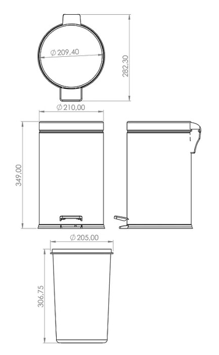 Ведро для мусора с педалью 8л, BERGES арт. 121003