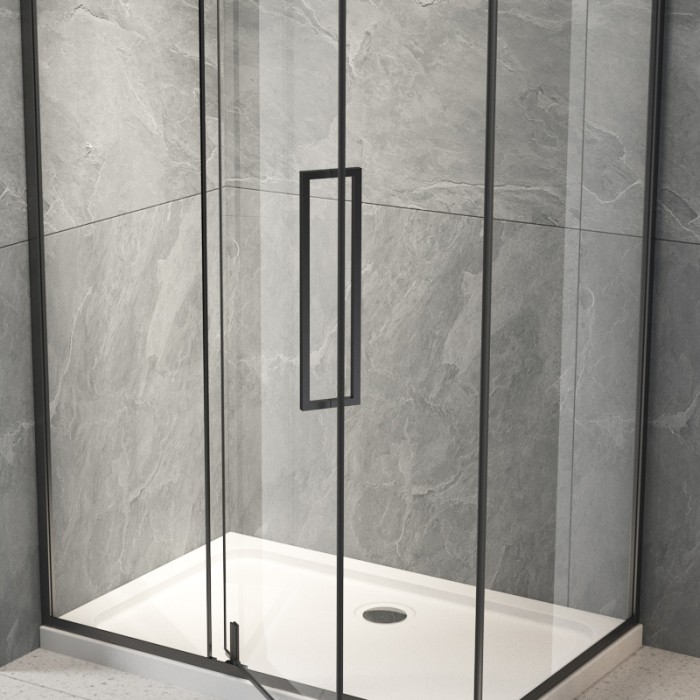 Душевой угол 1200х700х1950 черный, Veconi Rovigo, стекло прозрачное арт. RV034B-12070-01-C7