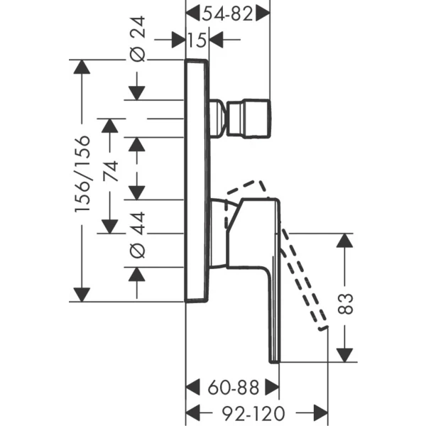 Смеситель для ванны скрытого монтажа, Hansgrohe Vernis Shape, хром арт. 71468000
