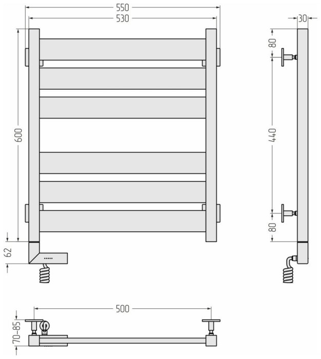 Сунержа Электрический полотенцесушитель 1000x300, Центурион 2.0, 12-5602-6050 цвет: белый
