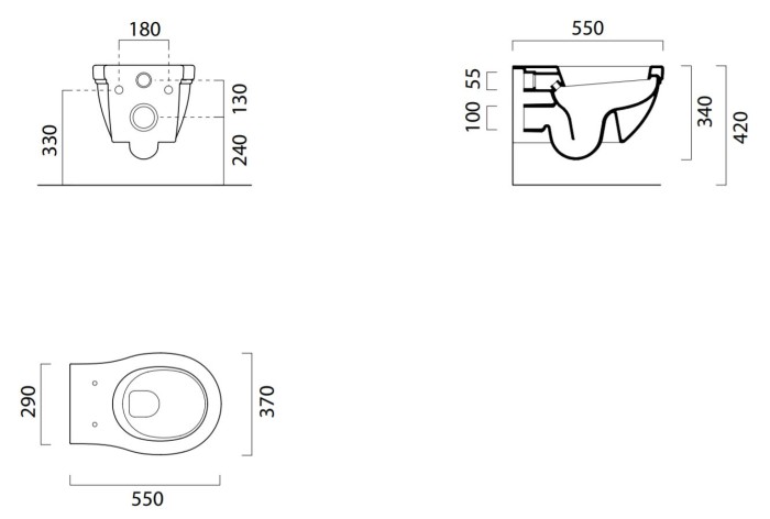 Подвесной унитаз 37х55 см, без крепежа в комплекте, без сиденья, GSI Classic арт. 871211