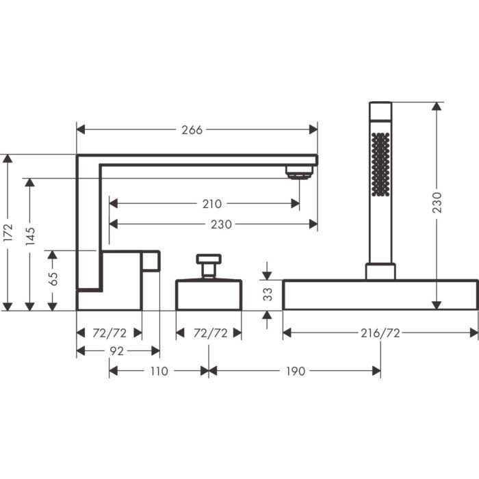 Смеситель на край ванны Edge Axor, полированное золото арт. 46431990