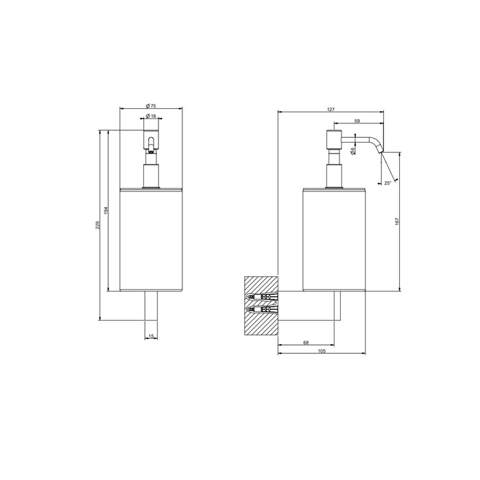Дозатор для мыла настенный, Gessi Origini, черный/хром арт. 66414#031