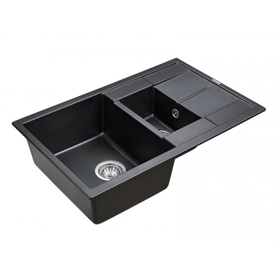Мойка для кухни гранит 775х495 Paulmark FLUGEN 60/1,5, черный - PM237850-BL