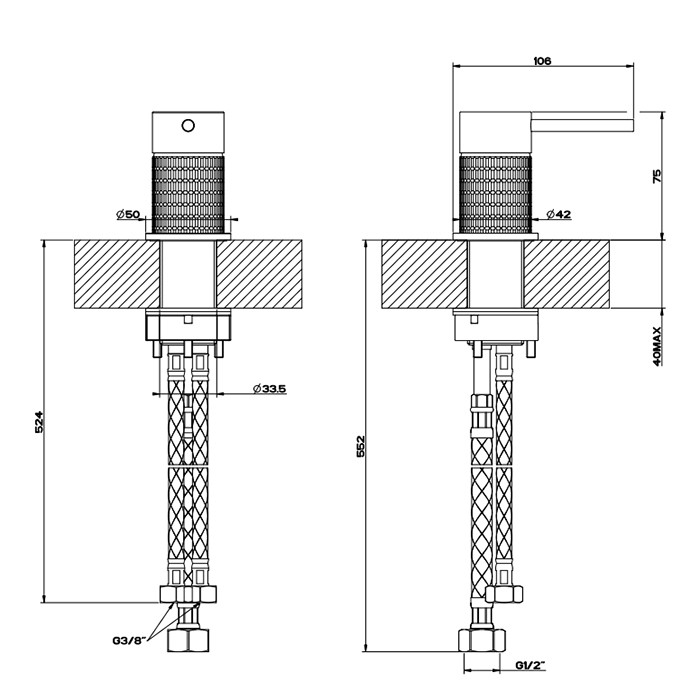 Рычаг удаленного управления, Gessi 316, brushed black metal pvd арт. 54205#707