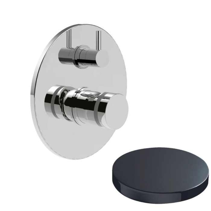 Встраиваемый смеситель для душа на 2 режима, поворотный переключатель, Giulini My ring, хром черный глянц арт. MR0064-2EPCRN