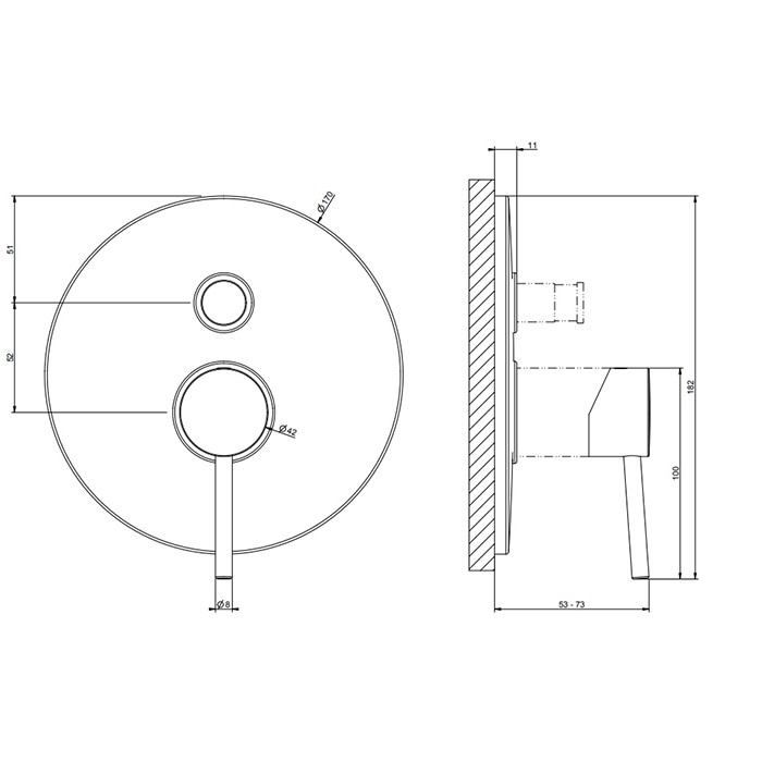 Смеситель для душа, встраиваемый, с автоматическим переключателем ванна-душ, Gessi Emporio Via tortona, хром арт. 18779#031