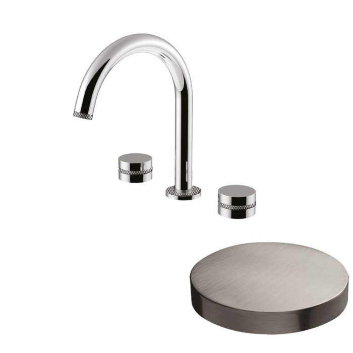 Смеситель для раковины на 3 отверстия, поворотный излив, без донного клапана, Giulini My ring deluxe, никель матовый арт. MR112/SCDLNKO