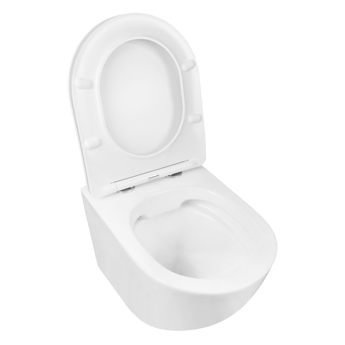 Подвесной унитаз 490х370х370 безободковый, в комплекте с сидением микролифт, белый, Azario Grado арт. AZ-0046 SP