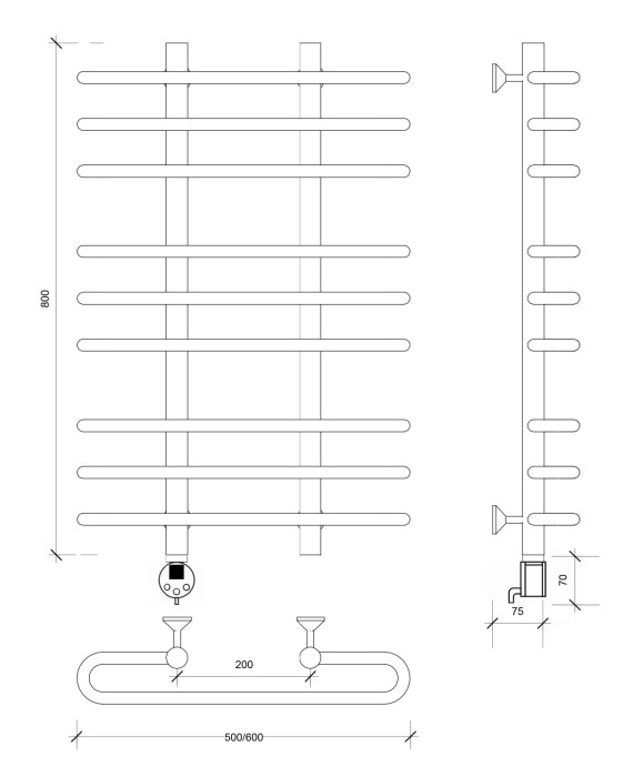 Полотенцесушитель электрический 80x20x60 Венеция 3 Secado арт. 4673739233948