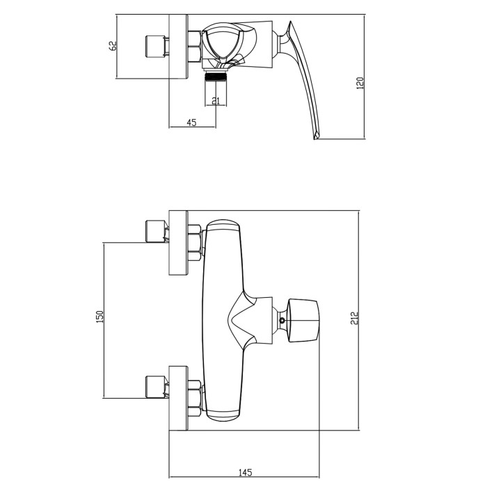 Смеситель для душа с ручным душем, керамический картридж, хром, Azario REULEAUX арт. AZ-VWF338296C