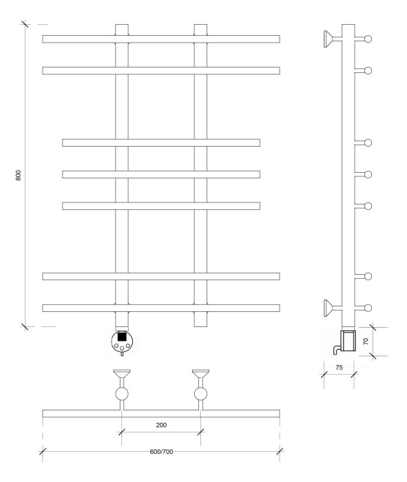 Полотенцесушитель электрический 80x20x60 Турин 2 Secado арт. 4673739244531