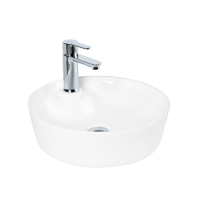 Раковина накладная керамическая 430x430x130, круглая, BelBagno, глянцевый белый арт. BB1306