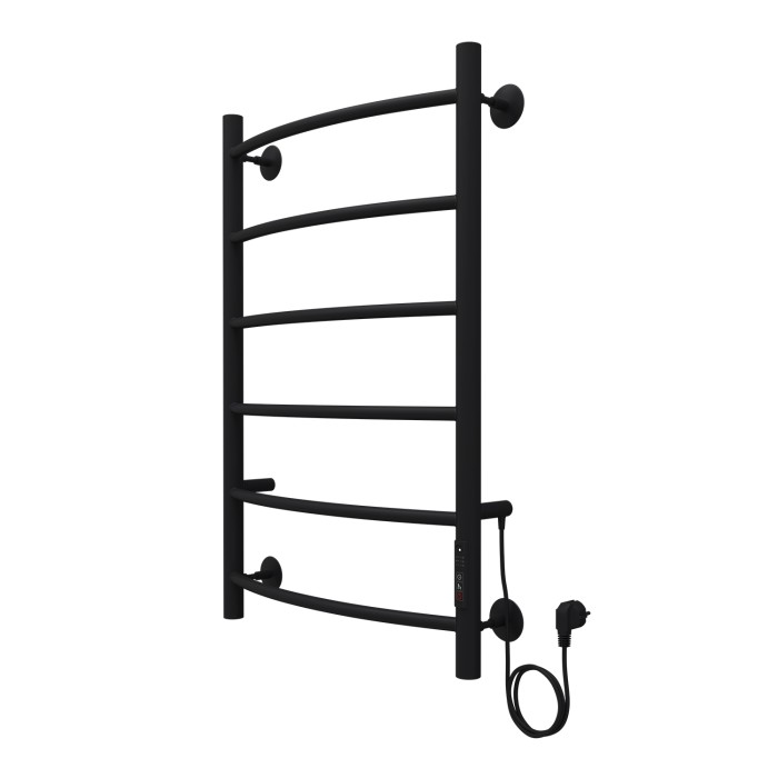 Полотенцесушитель электрический 500/800 6 секций, диммер справа, черный, Verona Azario - AZ04858B