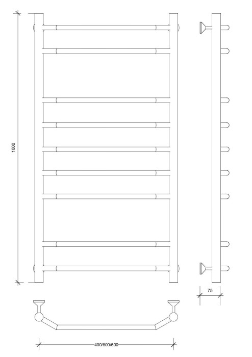 Полотенцесушитель водяной 100x60 Агата 2 (хром) Secado арт. 4603777444273