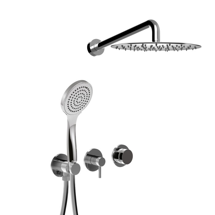 Встраиваемый душевой комплект на 2 режима, однорычажный, с поворотным переключателем, ручной душ, кронштейн, верхний душ d25 см, Giulini My ring deluxe, хром арт. MR0086DLEP