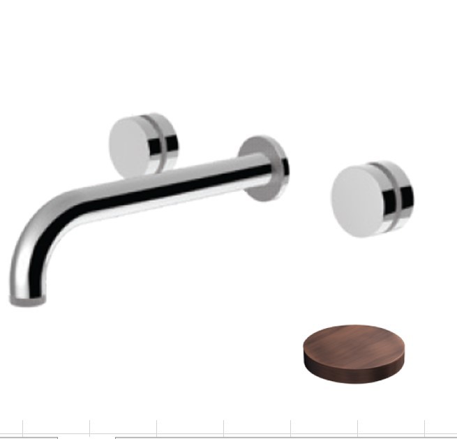 Встраиваемый смеситель на раковину, двухрычажный, излив 20 см, Giulini My ring deluxe, медь матовая арт. MR0123DLEPVROP