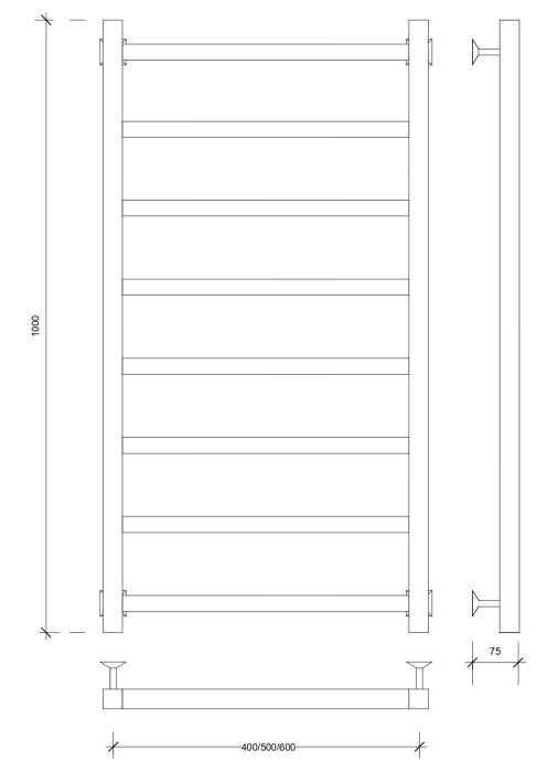 Полотенцесушитель водяной 100x50 Корато 1 (хром) Secado арт. 4603777479343
