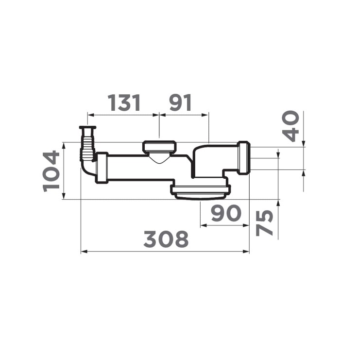 Компактный сифон с гидрозатвором Omoikiri S-01, арт. 4996119