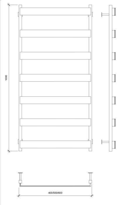 Полотенцесушитель водяной 100x50 Кродо (черный) Secado арт. 4673739252161