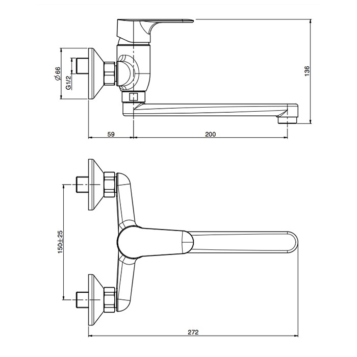 Fima Carlo Frattini Смеситель для кухни настенного монтажа, Kitchen, F3836CR.ES цвет: хром