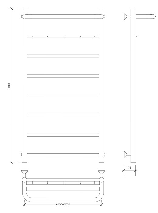 Полотенцесушитель водяной 100x60 Триада 1 КСП (хром) Secado арт. 4603777443634