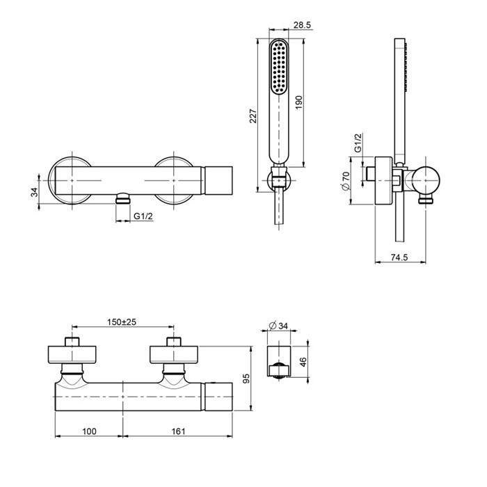 Fima Carlo Frattini Смеситель для душа, с ручным душем, Nomos go, F4165CR цвет: хром