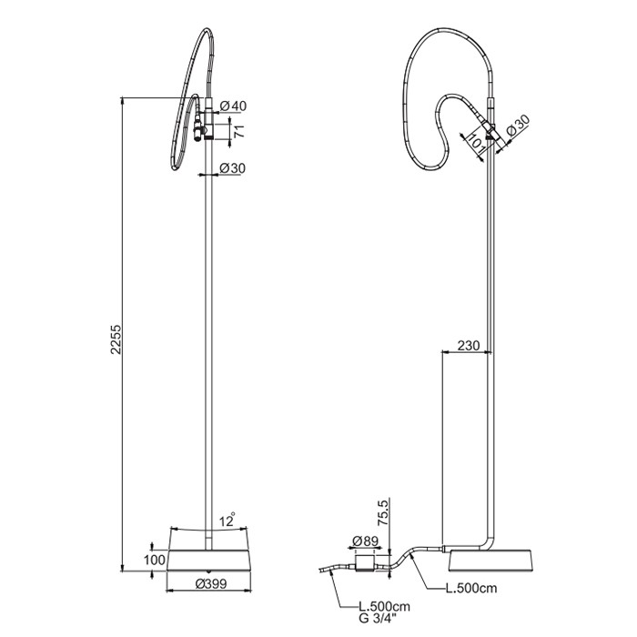 Fima Carlo Frattini Душевая колонна с одним выходом INGIRO, Outdoor, F5972INOX цвет: нержавеющая сталь