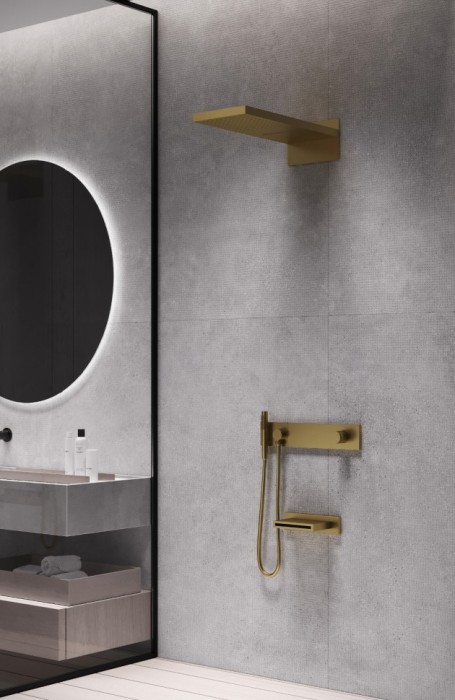 Встроенная душевая система с изливом, трехпозиционная matt gold, Boheme Zodiac - 132-2-MG