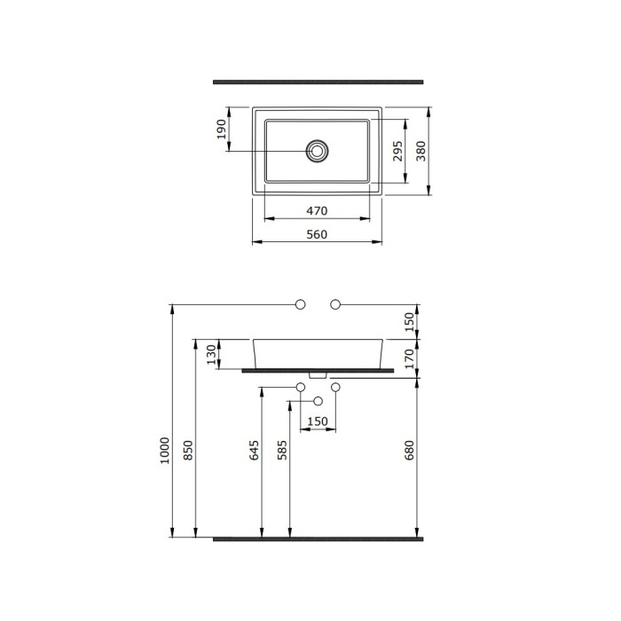 Раковина, прямоугольная, 56x38 BERGES Mascon арт. 181003