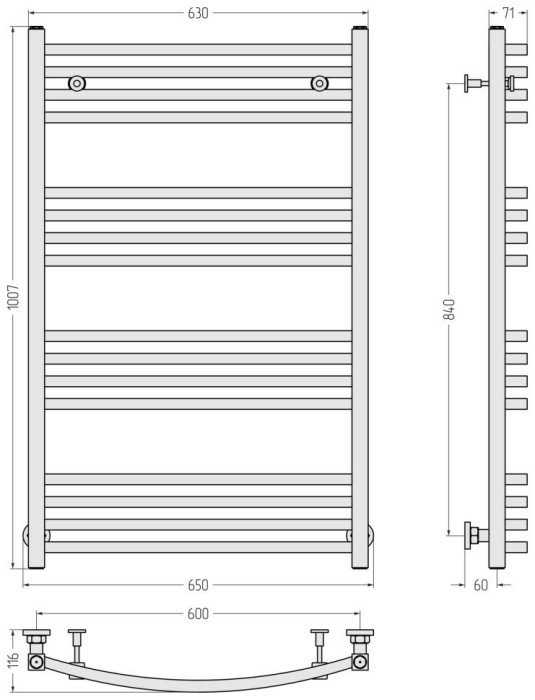 Сунержа Водяной полотенцесушитель 1000x600, Аркус, 30-0251-1060 цвет: матовый белый
