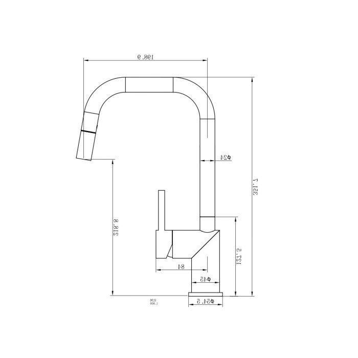 Смеситель для кухни с выдвижным изливом, Wonzon & Woghand, WW-6018-BS цвет: никель