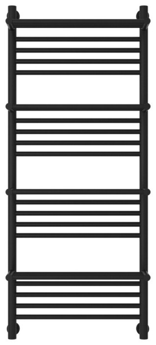 Сунержа Водяной полотенцесушитель 1200x500, Богема+ с 4 полкам, 31-0224-1250 цвет: матовый чёрный