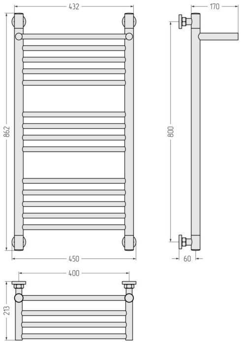 Сунержа Водяной полотенцесушитель 800x400, Богема+ с 1 полкой, 03-0223-8040 цвет: золото