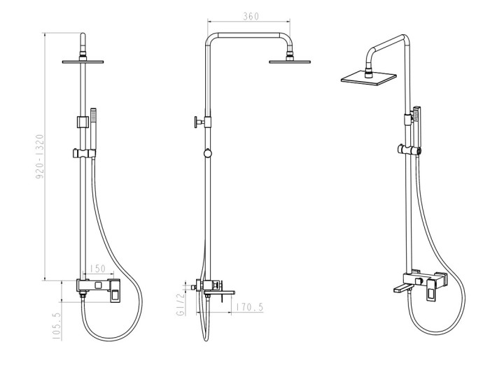 Стойка для душа BlackGold Q Boheme 148-BG