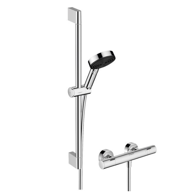 Душевой набор Relaxation с термостатом Ecostat Fine и душевой штангой 65см Pulsify Select S Hansgrohe, хром арт. 24262000