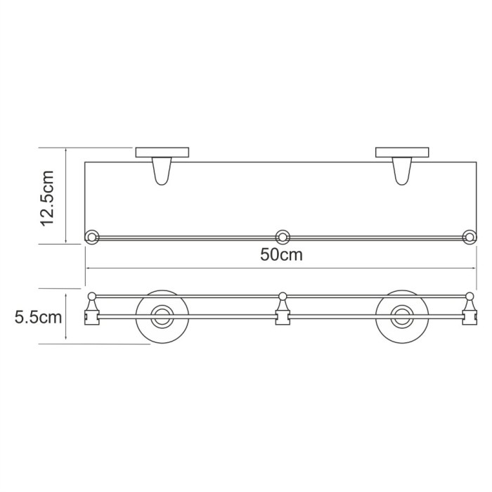 Полка стеклянная с бортиком WasserKRAFT Rhein K-6200 арт. K-6244