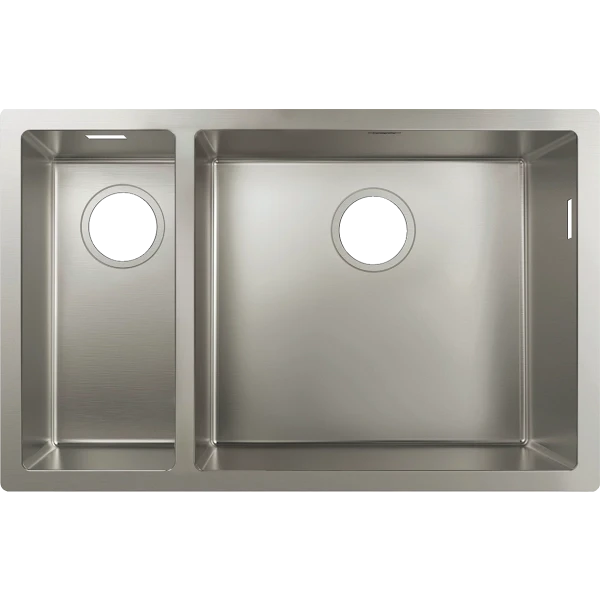 Раковина для кухни, интегрированная, с двумя чашами 180/450, Hansgrohe S71, нержавеющая сталь арт. 43429800