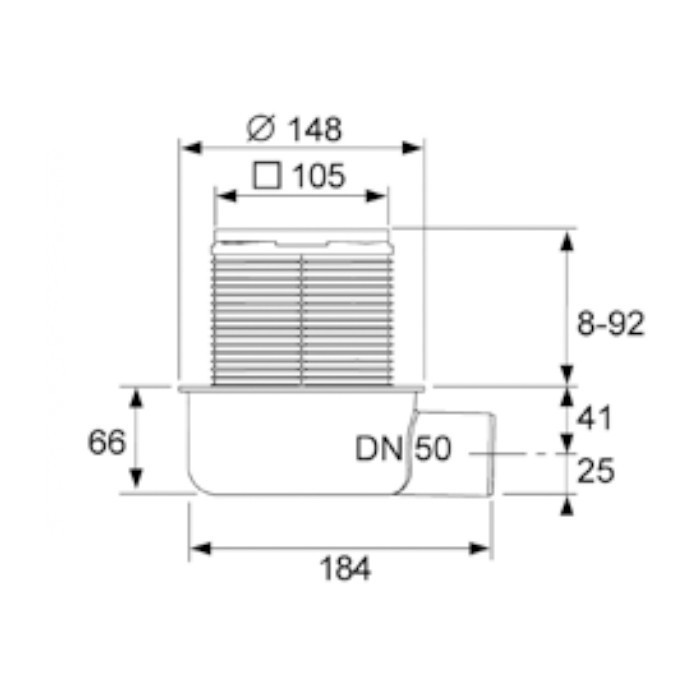 Трап низкий горизонтальный с декоративной решеткой из нерж. Стали s50, с отводом dn50, TECE арт. 3601050