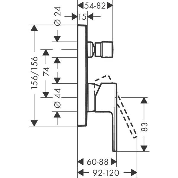 Смеситель для ванны скрытого монтажа, Hansgrohe Vernis Shape, черный арт. 71469670