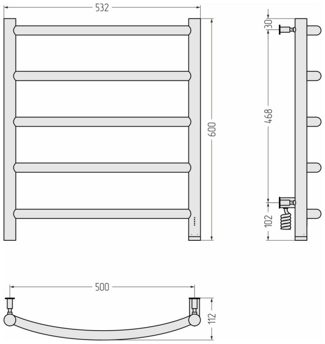 Сунержа Электрический полотенцесушитель 1200x600, Галант 4.0, 00-0831-6050 цвет: без покрытия