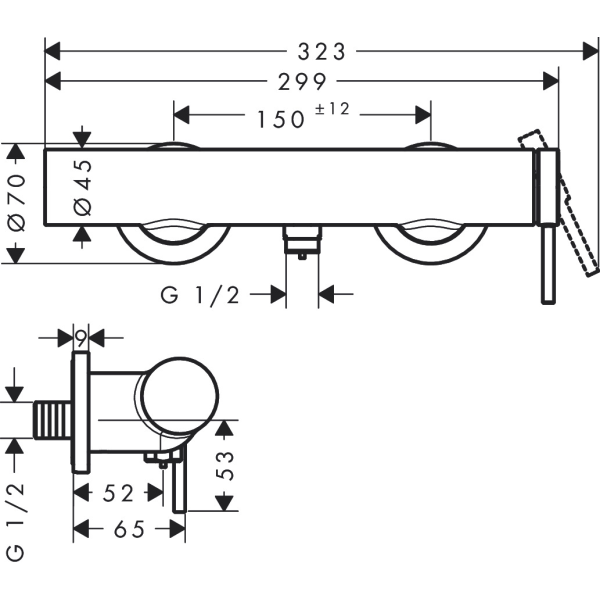 Смеситель для душа, Hansgrohe Tecturis S, белый арт. 73622700