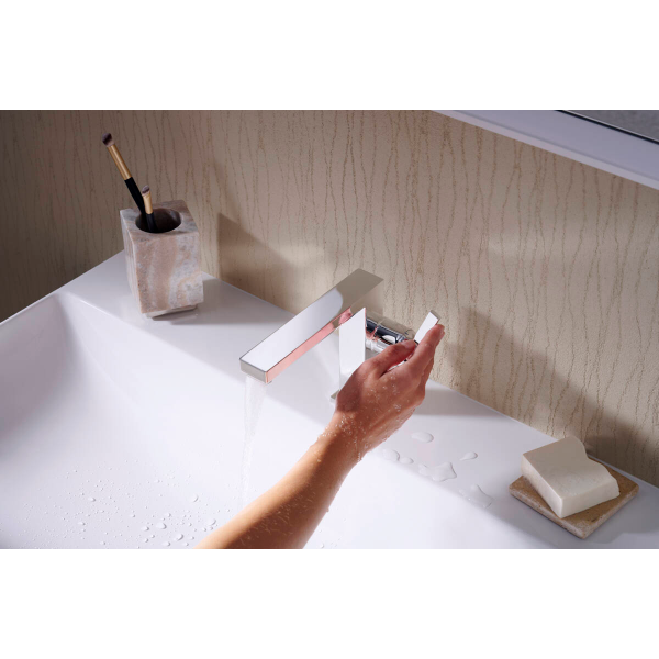 Смеситель для раковины Fine CoolStart, EcoSmart+, с донным клапаном Push-Open, Hansgrohe Tecturis E, хром арт. 73020000