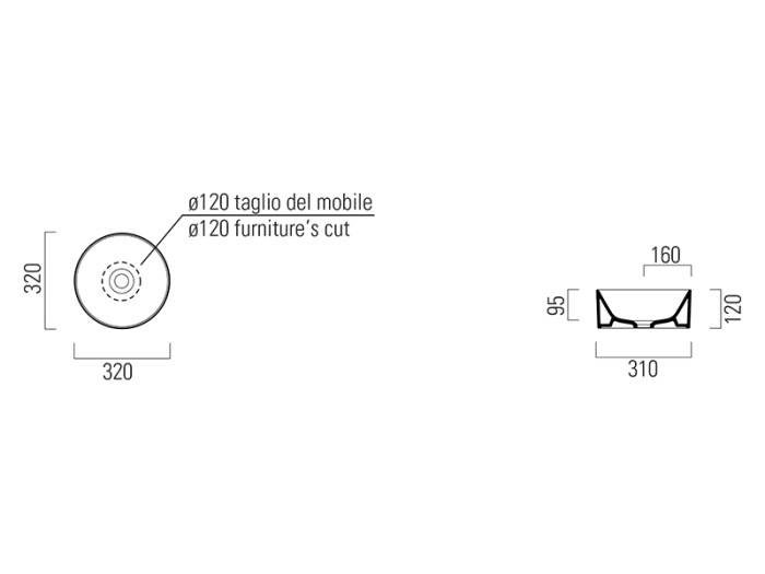 Раковина накладная 32х32х12 см, глянцевая, санфарфор, Kube-x GSI арт. 943511