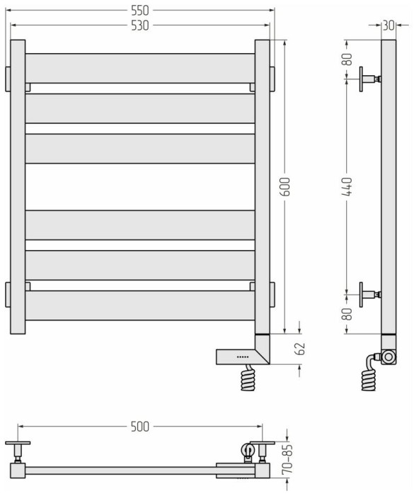 Сунержа Электрический полотенцесушитель 1000x300, Центурион 2.0, 12-5603-6050 цвет: белый