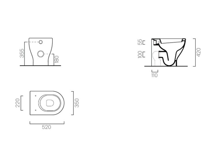 Унитаз приставной 35х52 см, swirlflush®, безободковый, без сиденья, GSI City арт. 911011