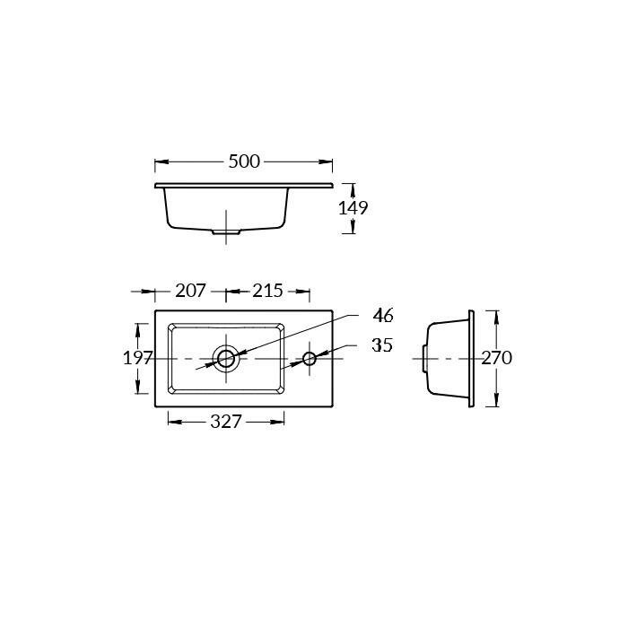 Раковина встраиваемая сверху 50x27см, Lato Kerama Marazzi, белый - LA.wb.50