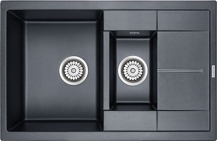 Мойка для кухни гранит 775х495 Paulmark FLUGEN 60/1,5, черный-металлик - PM237850-BLM