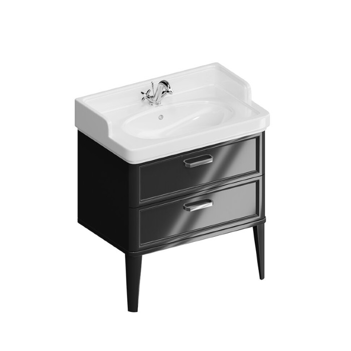 Тумба напольная с 2 ящиками 80см, Pompei Kerama Marazzi, черный - PO.N.80.2\BLK