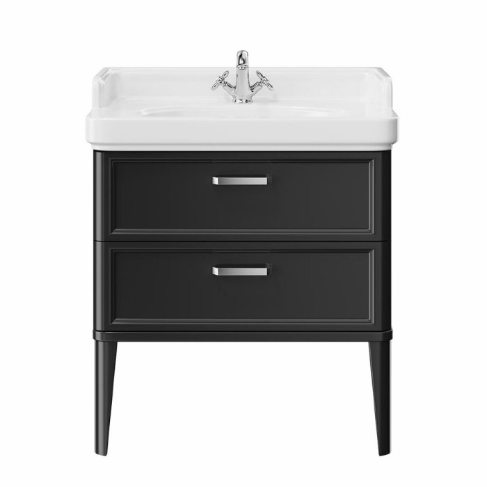 Тумба напольная с 2 ящиками 80см, Pompei Kerama Marazzi, черный - PO.N.80.2\BLK